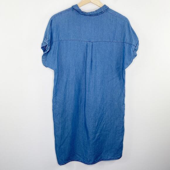 1250 C Blue Short Sleeve Chambray Tencel Sheath Dress Women's Size Small S - Picture 2 of 7